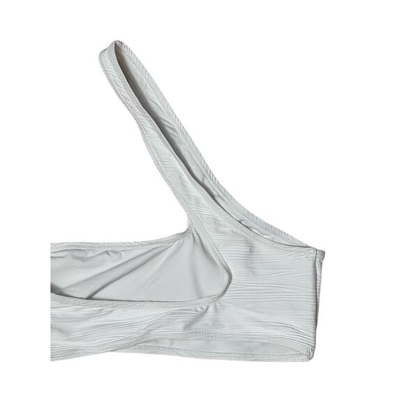 Topshop Bikini Swim Top One Shoulder Asymmetric Cut Out Stretchy White W 8 NWOT - Picture 6 of 8